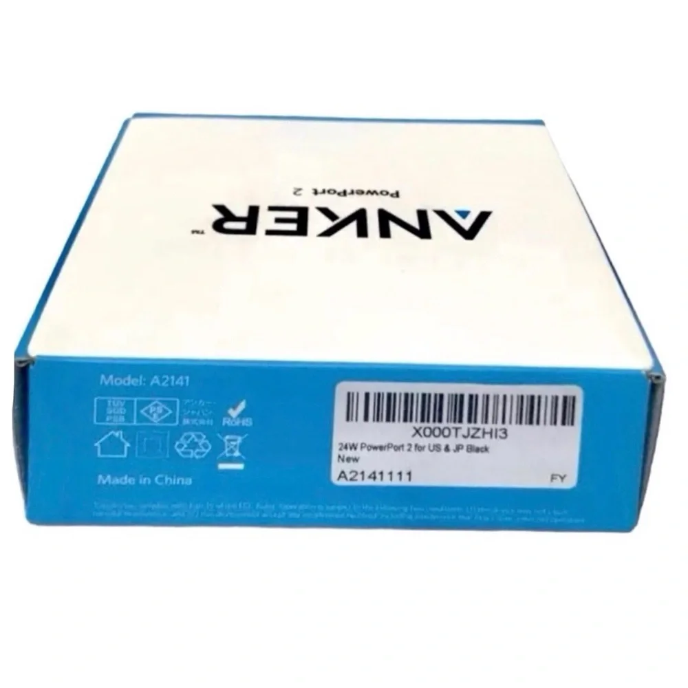ANKER 24w Power Port 2 Charger (Black) (NWT)